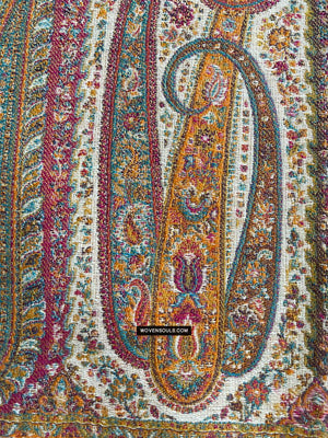 1697 SOLD Exquisite Burnt Yellow Boteh Shawl from Kashmir - Recently Made-WOVENSOULS Antique Textiles &amp; Art Gallery