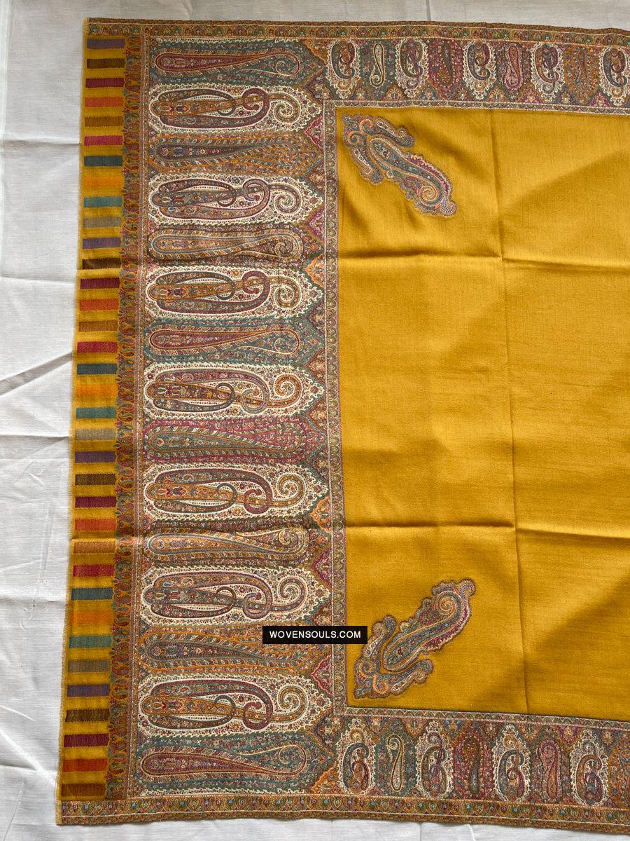 1697 SOLD Exquisite Burnt Yellow Boteh Shawl from Kashmir - Recently Made-WOVENSOULS Antique Textiles &amp; Art Gallery