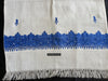 1698 White Embroidered Stole Shawl from Kashmir-WOVENSOULS Antique Textiles &amp; Art Gallery