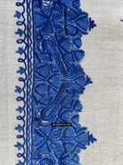 1698 White Embroidered Stole Shawl from Kashmir-WOVENSOULS Antique Textiles &amp; Art Gallery