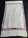 1699 White Embroidered Stole Shawl from Kashmir-WOVENSOULS Antique Textiles &amp; Art Gallery