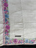 1699 White Embroidered Stole Shawl from Kashmir-WOVENSOULS Antique Textiles &amp; Art Gallery