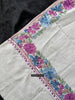 1699 White Embroidered Stole Shawl from Kashmir-WOVENSOULS Antique Textiles &amp; Art Gallery