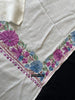 1699 White Embroidered Stole Shawl from Kashmir-WOVENSOULS Antique Textiles &amp; Art Gallery