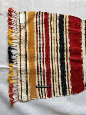 1702 Handwoven Gujarat Wool Scarf / Stole - Recently Made-WOVENSOULS Antique Textiles &amp; Art Gallery