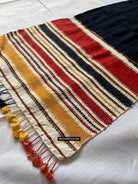 1702 Handwoven Gujarat Wool Scarf / Stole - Recently Made-WOVENSOULS Antique Textiles &amp; Art Gallery