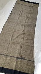 1703 Black Beige Herringbone Weave Shawl w Pashm-WOVENSOULS Antique Textiles &amp; Art Gallery