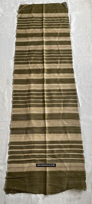 1704 Smart Silk Scarf in Beige & Olive Green-WOVENSOULS Antique Textiles &amp; Art Gallery
