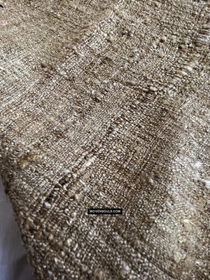 1705 SOLD Heavy Handspun Handwoven Raw Silk Beige Shawl-WOVENSOULS Antique Textiles &amp; Art Gallery