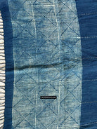 1706 Indigo Stole with Geometric Batik Print-WOVENSOULS Antique Textiles &amp; Art Gallery