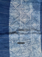 1706 Indigo Stole with Geometric Batik Print-WOVENSOULS Antique Textiles &amp; Art Gallery