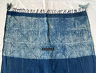 1706 Indigo Stole with Geometric Batik Print-WOVENSOULS Antique Textiles &amp; Art Gallery