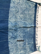 1706 Indigo Stole with Geometric Batik Print-WOVENSOULS Antique Textiles &amp; Art Gallery