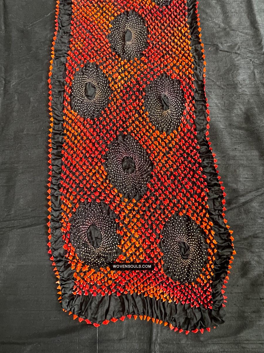 1709 Rajasthan Bandhani Bandhini Bandhej Sillk Tie-Dye Shawl Stole-WOVENSOULS Antique Textiles &amp; Art Gallery