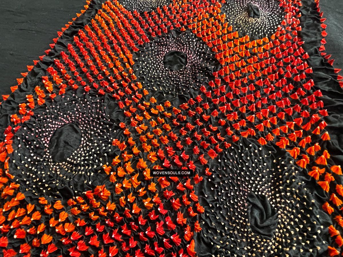 1709 Rajasthan Bandhani Bandhini Bandhej Sillk Tie-Dye Shawl Stole-WOVENSOULS Antique Textiles &amp; Art Gallery