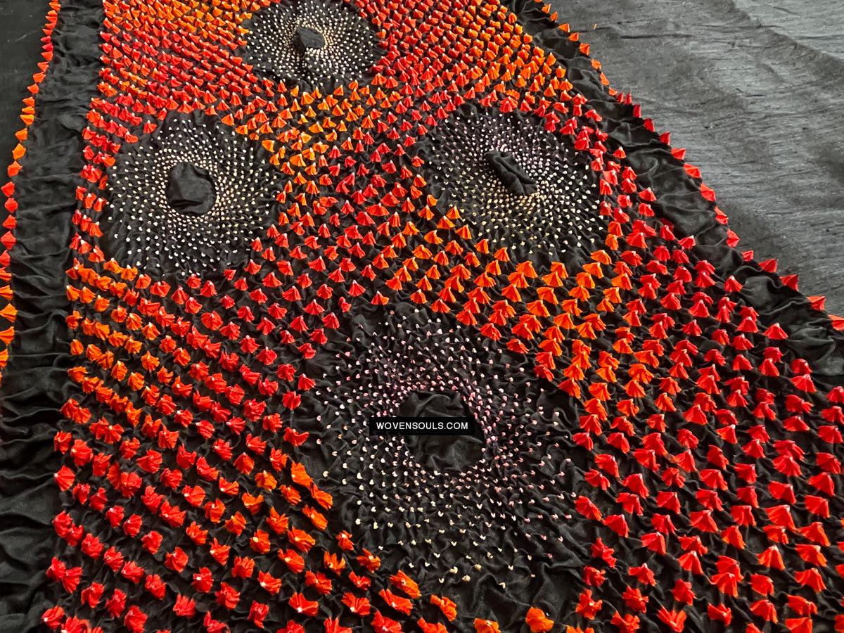 1709 Rajasthan Bandhani Bandhini Bandhej Sillk Tie-Dye Shawl Stole-WOVENSOULS Antique Textiles &amp; Art Gallery