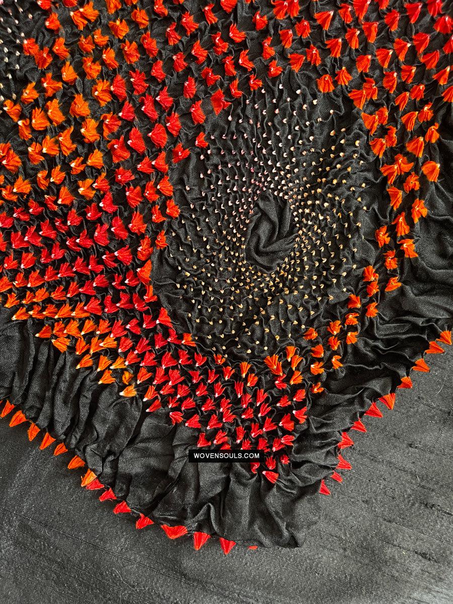 1709 Rajasthan Bandhani Bandhini Bandhej Sillk Tie-Dye Shawl Stole-WOVENSOULS Antique Textiles &amp; Art Gallery