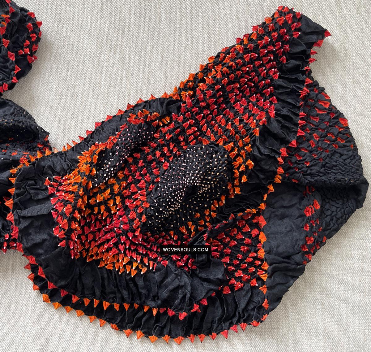 1709 Rajasthan Bandhani Bandhini Bandhej Sillk Tie-Dye Shawl Stole-WOVENSOULS Antique Textiles &amp; Art Gallery