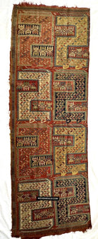 1712 Antique Caucasian Yellow Zileh / Sileh Embroidered Flatweave Soumac Rug-WOVENSOULS Antique Textiles &amp; Art Gallery