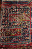 1713 Antique Caucasian Zoomorphic Zileh / Sileh Embroidered Flatweave Soumac Rug-WOVENSOULS Antique Textiles &amp; Art Gallery