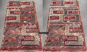 1713 Antique Caucasian Zoomorphic Zileh / Sileh Embroidered Flatweave Soumac Rug-WOVENSOULS Antique Textiles &amp; Art Gallery
