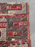 1713 Antique Caucasian Zoomorphic Zileh / Sileh Embroidered Flatweave Soumac Rug-WOVENSOULS Antique Textiles &amp; Art Gallery