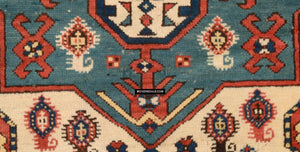 1718 Antique White Field Caucasian Village Rug with Birds & Boteh-WOVENSOULS Antique Textiles &amp; Art Gallery