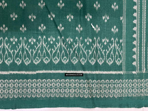 1720 Green Ikat Cotton Handloom Shawl Odisha-WOVENSOULS Antique Textiles &amp; Art Gallery
