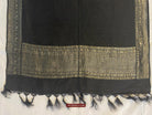 1726 Black Banarasi Silk Stole Scarf-WOVENSOULS Antique Textiles &amp; Art Gallery