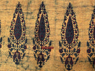 1732 Hand Block Printed Yellow Silk Shawl w Natural Dyes-WOVENSOULS Antique Textiles &amp; Art Gallery