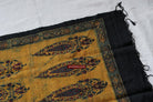 1732 Hand Block Printed Yellow Silk Shawl w Natural Dyes-WOVENSOULS Antique Textiles &amp; Art Gallery