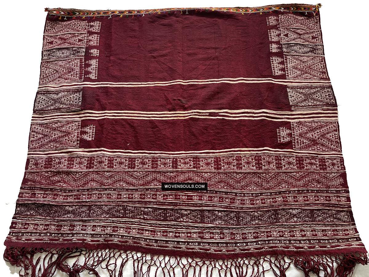 1733 - Old Tunisian Shawl - Berber People-WOVENSOULS Antique Textiles &amp; Art Gallery