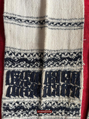 1738 Old Yao Shaman Sash with Inscription in Embroidery-WOVENSOULS Antique Textiles &amp; Art Gallery