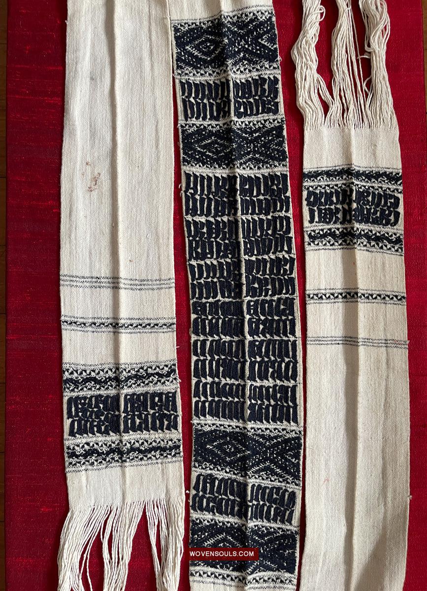 1738 Old Yao Shaman Sash with Inscription in Embroidery-WOVENSOULS Antique Textiles &amp; Art Gallery