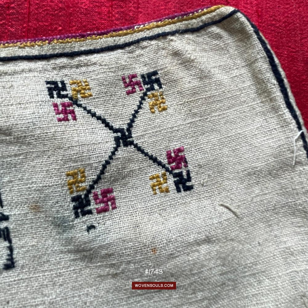 1741 Vintage White Trouser Yao Tribal Embroidery Textile Art - Trouser Cuffs-WOVENSOULS Antique Textiles &amp; Art Gallery