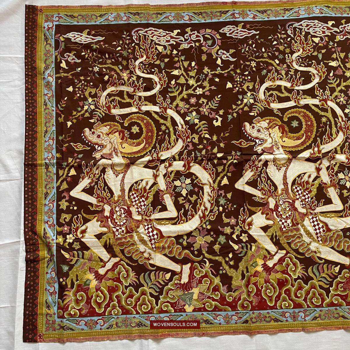 1748 Ramayan Scene in Batik - Hanuman - Cirebon Javanese Batik Tulis Artwork-WOVENSOULS Antique Textiles &amp; Art Gallery