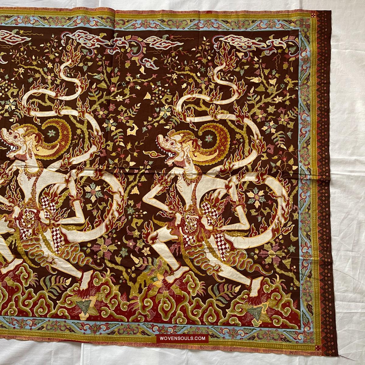 1748 Ramayan Scene in Batik - Hanuman - Cirebon Javanese Batik Tulis Artwork-WOVENSOULS Antique Textiles &amp; Art Gallery