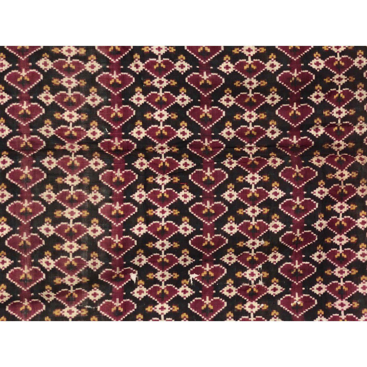 196 SOLD - RARE Old Weaver's Heirloom Patan Patola Double Ikat Sari Fragment with Zari-WOVENSOULS-Antique-Vintage-Textiles-Art-Decor