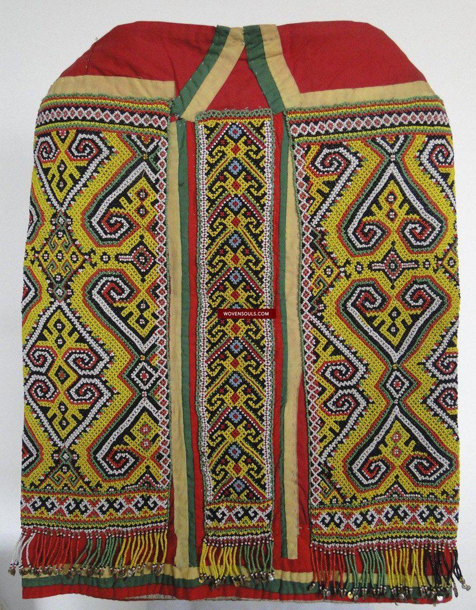 205 Museum Quality Antique Beaded Dayak Iban Wedding Skirt AND Jacket SET-WOVENSOULS-Antique-Vintage-Textiles-Art-Decor