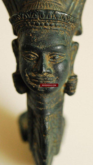 267 SOLD - Antique Khmer Bronze Palanquin Holder-WOVENSOULS-Antique-Vintage-Textiles-Art-Decor