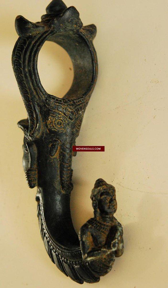 267 SOLD - Antique Khmer Bronze Palanquin Holder-WOVENSOULS-Antique-Vintage-Textiles-Art-Decor