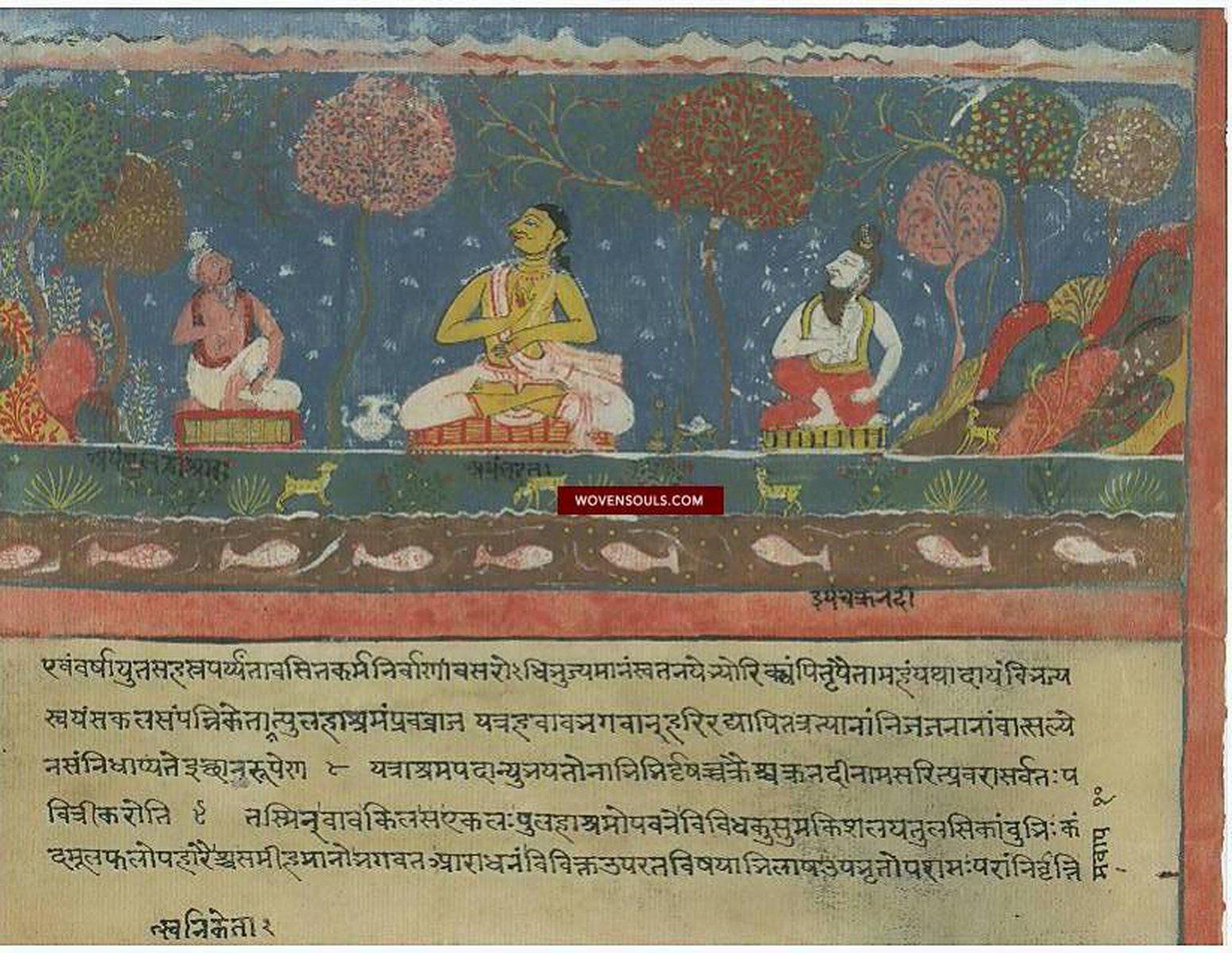 287b Orissa Painting Geet Gobind Puri Pattachitra with Sanskrit-WOVENSOULS-Antique-Vintage-Textiles-Art-Decor