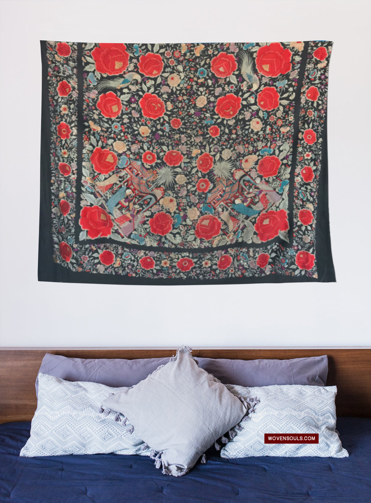 Decor Idea Antique Textile As Wall Hanging Antique Art WOVENSOULS   31156mockup Of A Wall Tapestry Hanged At The Head Of A Bed 27399copy 3d49b66b 42a9 43b4 9843 22cfafac0c89 1200x 