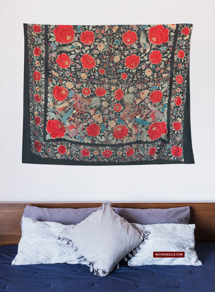 Decor Idea - Antique Textile as Wall Hanging-WOVENSOULS Antique Textiles & Art Gallery
