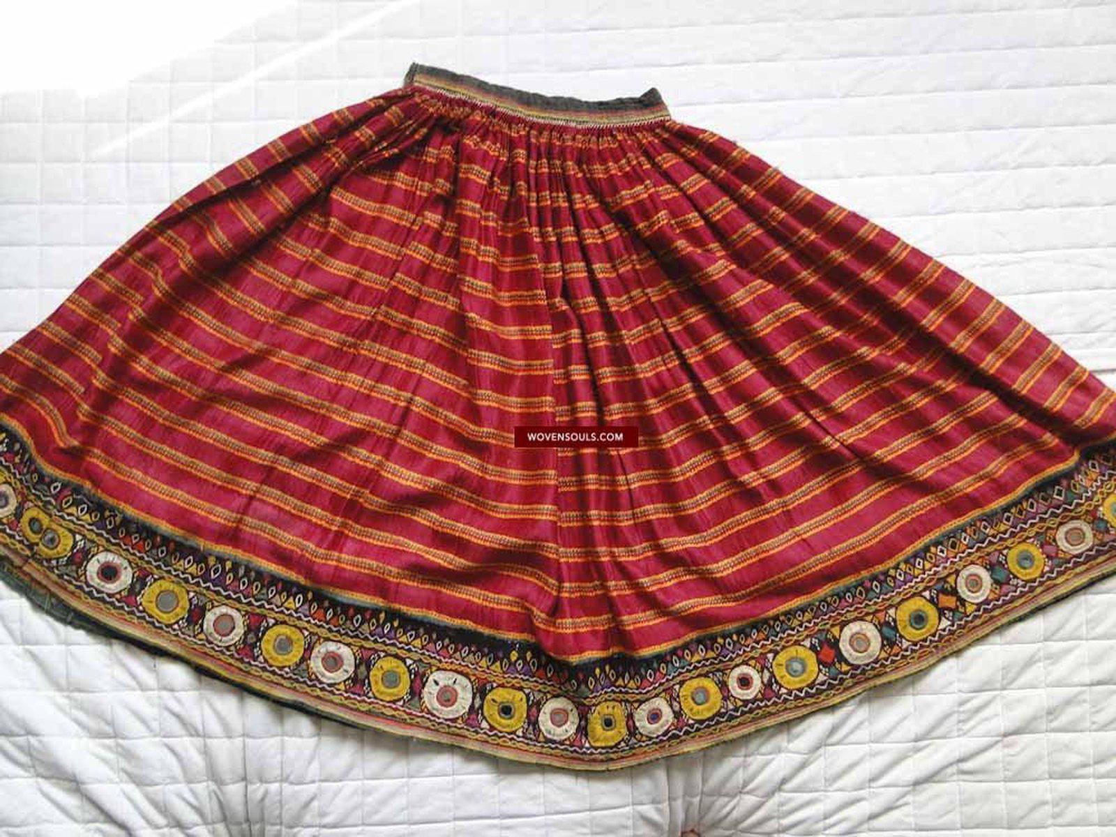 417 Old Mashru Tribal Silk Skirt with Embroidery-WOVENSOULS-Antique-Vintage-Textiles-Art-Decor