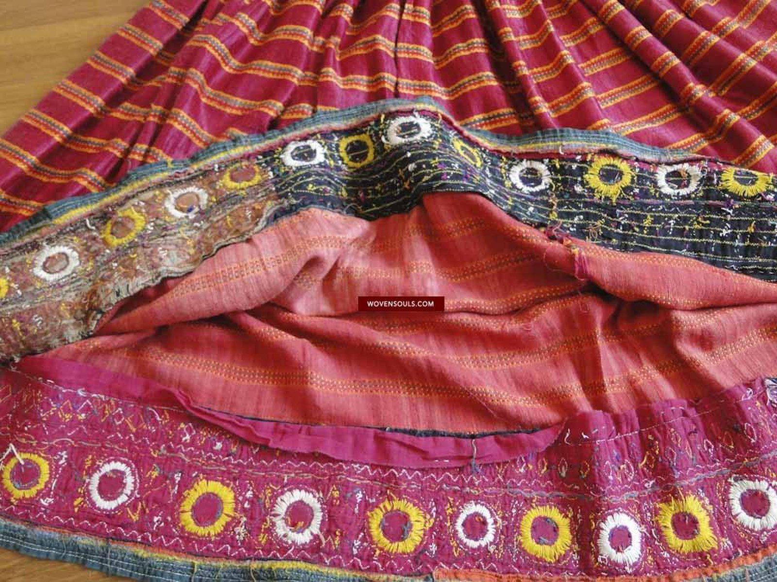 417 Old Mashru Tribal Silk Skirt with Embroidery-WOVENSOULS-Antique-Vintage-Textiles-Art-Decor