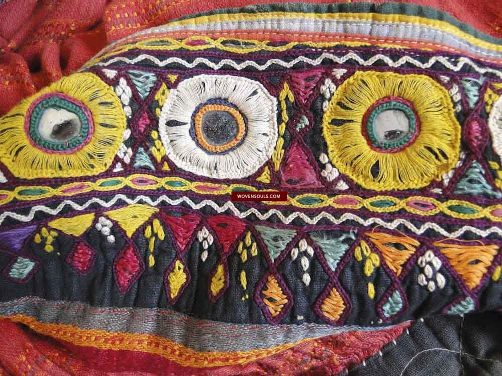 417 Old Mashru Tribal Silk Skirt with Embroidery-WOVENSOULS-Antique-Vintage-Textiles-Art-Decor