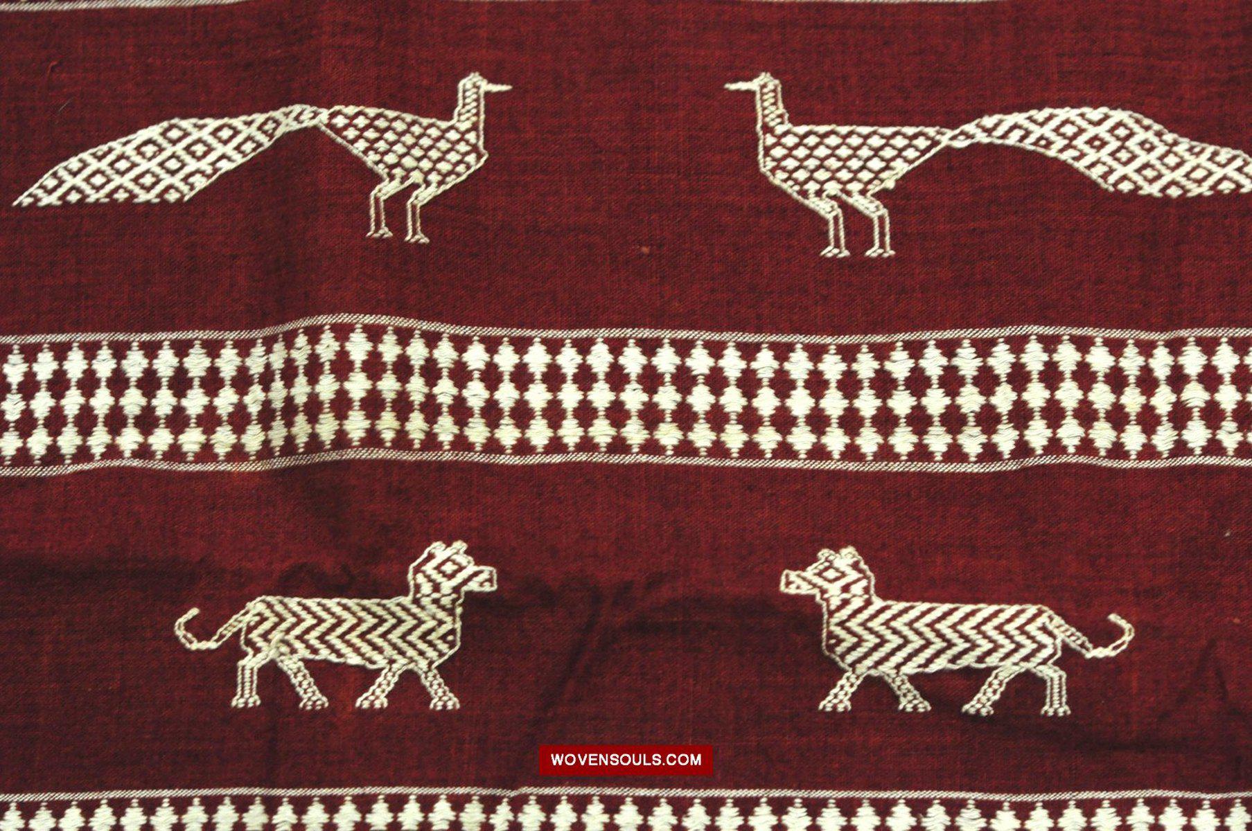 433-B SOLD SUPERB Orissa Tribal Koraput Kotpad HUNTING Shawl-WOVENSOULS-Antique-Vintage-Textiles-Art-Decor