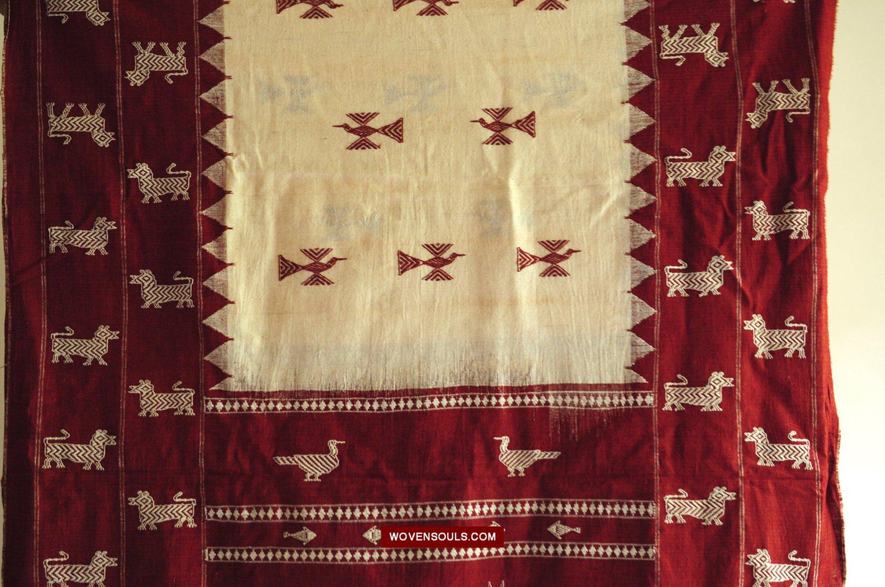 433-B SOLD SUPERB Orissa Tribal Koraput Kotpad HUNTING Shawl-WOVENSOULS-Antique-Vintage-Textiles-Art-Decor