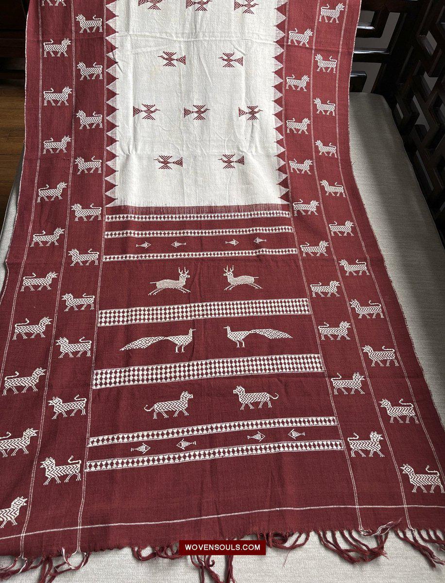 433-B SOLD SUPERB Orissa Tribal Koraput Kotpad HUNTING Shawl-WOVENSOULS-Antique-Vintage-Textiles-Art-Decor